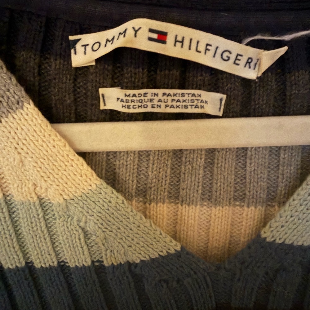 Tommy Hilfiger Blue and Gray Striped Sweater - Picture 2 of 6